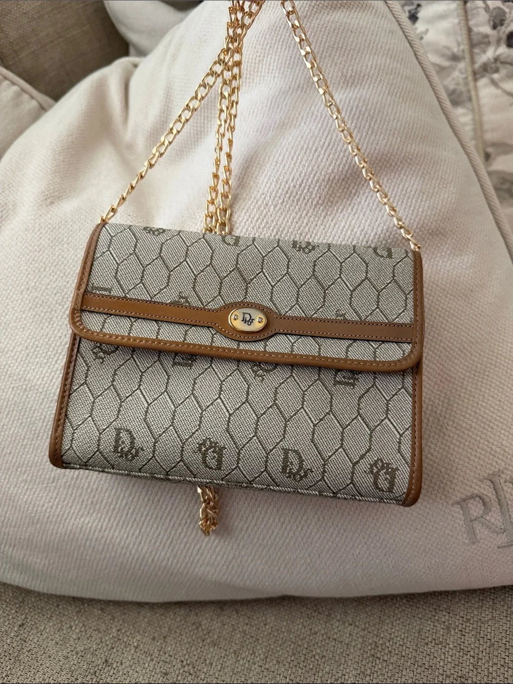 Vintage Christian Dior honeycomb coated canvas